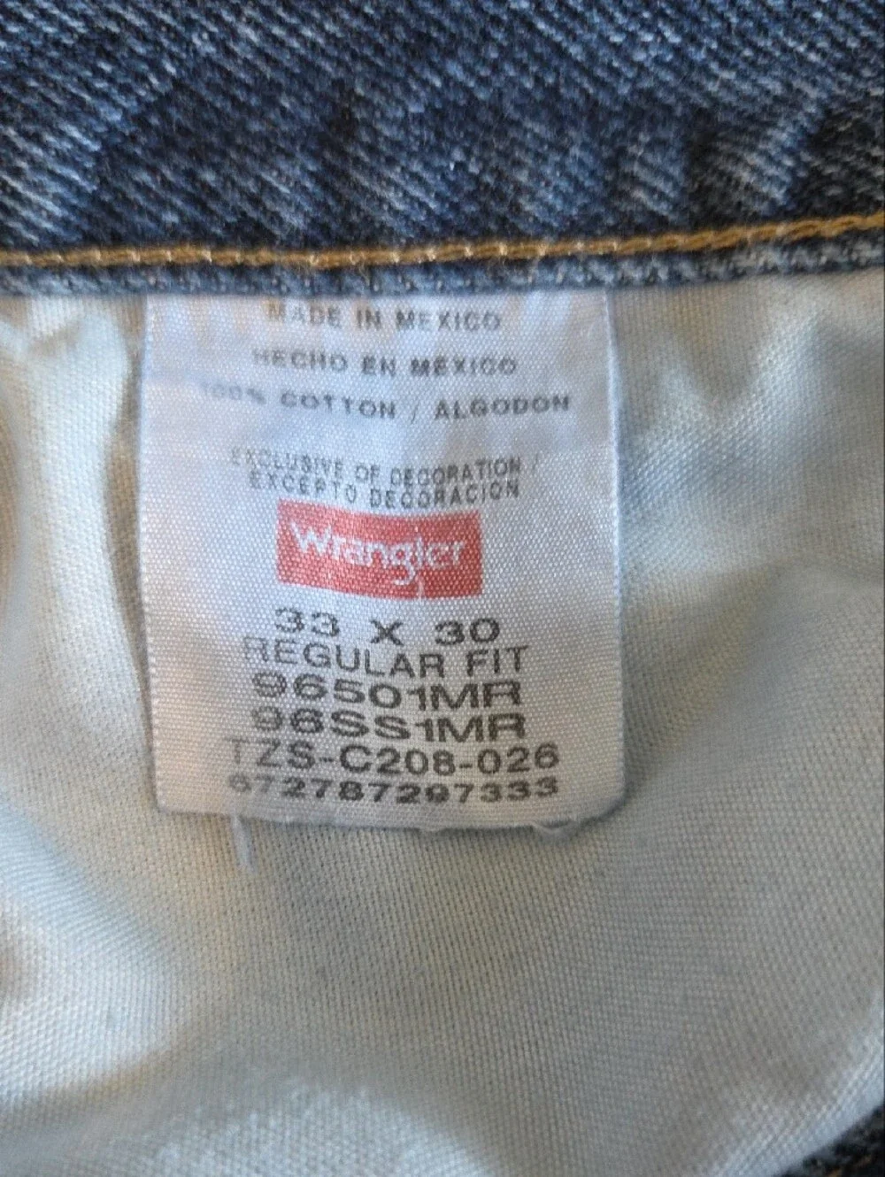Men's Wrangler Straight-Leg Blue Denim Jeans Size 33x30